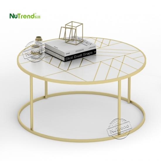  round gold and white metal frame cocktail coffee table Furniture Supplier in China